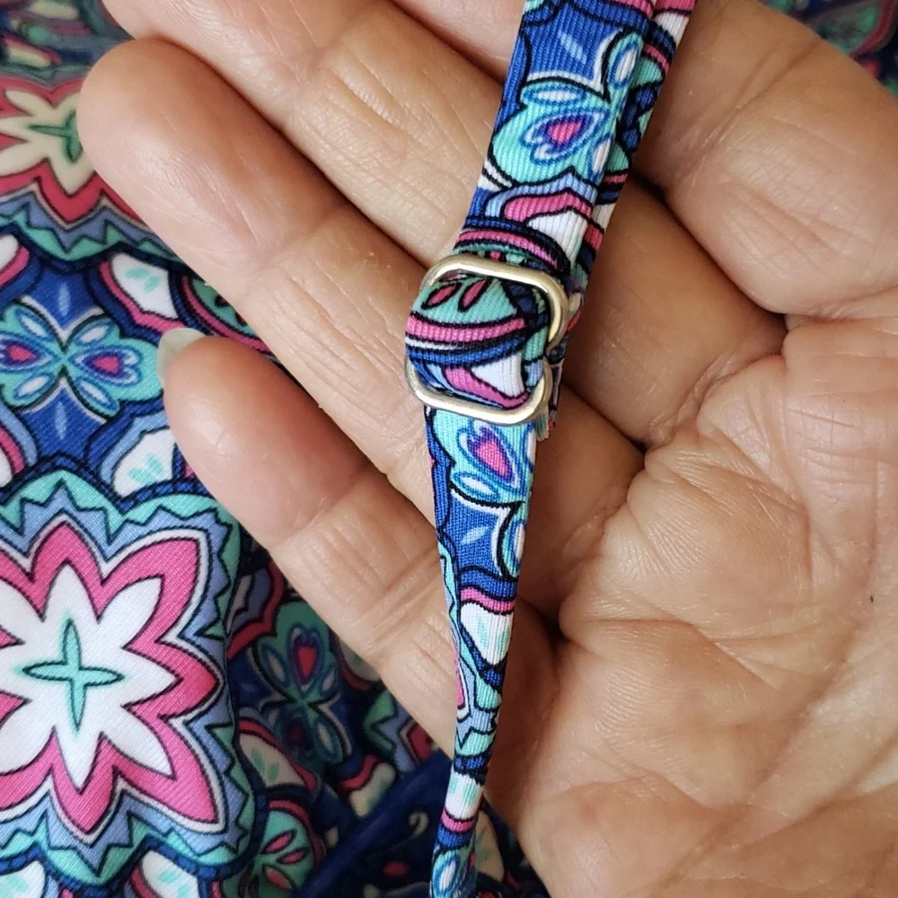 Coastal Zone By Jantzen Blue Floral Halter Swimming Top Only Women's Size L - Picture 13 of 13